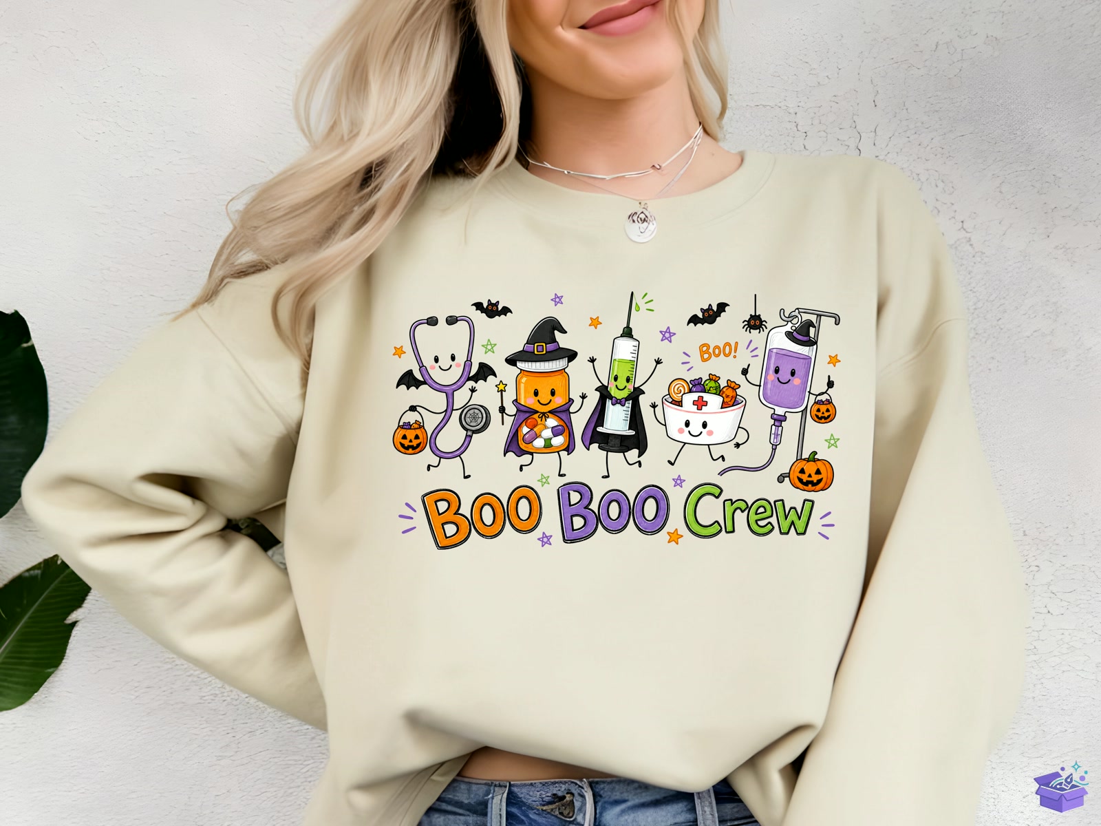 Cadılar Bayramı Nurse Boo Boo Crew Funny Nurse - DTF & Süblimasyon Baskı Tasarımı (SVG, DXF, EPS, PNG) - detaylı önizleme 3
