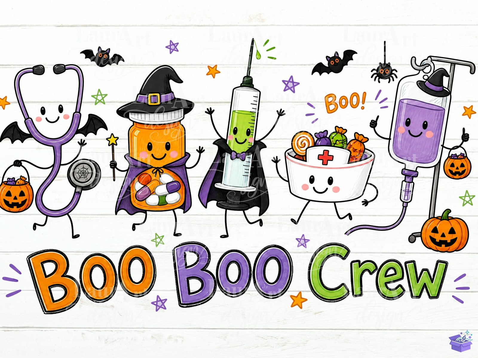 Cadılar Bayramı Nurse Boo Boo Crew Funny Nurse - DTF & Süblimasyon Baskı Tasarımı (SVG, DXF, EPS, PNG) - detaylı önizleme 6