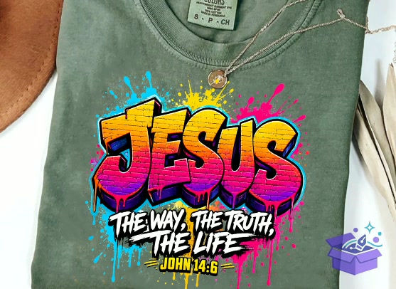 Graffiti Jesus PNG The Way The Truth - DTF & Süblimasyon Baskı Tasarımı (SVG, DXF, EPS, PNG) - detaylı önizleme 3