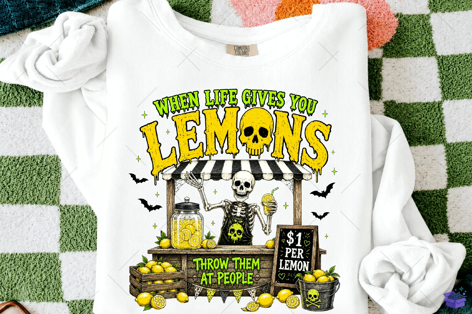 Funny Cadılar Bayramı Skeleton Lemon Stand PNG - DTF & Süblimasyon Baskı Tasarımı (SVG, DXF, EPS, PNG) - detaylı önizleme 3