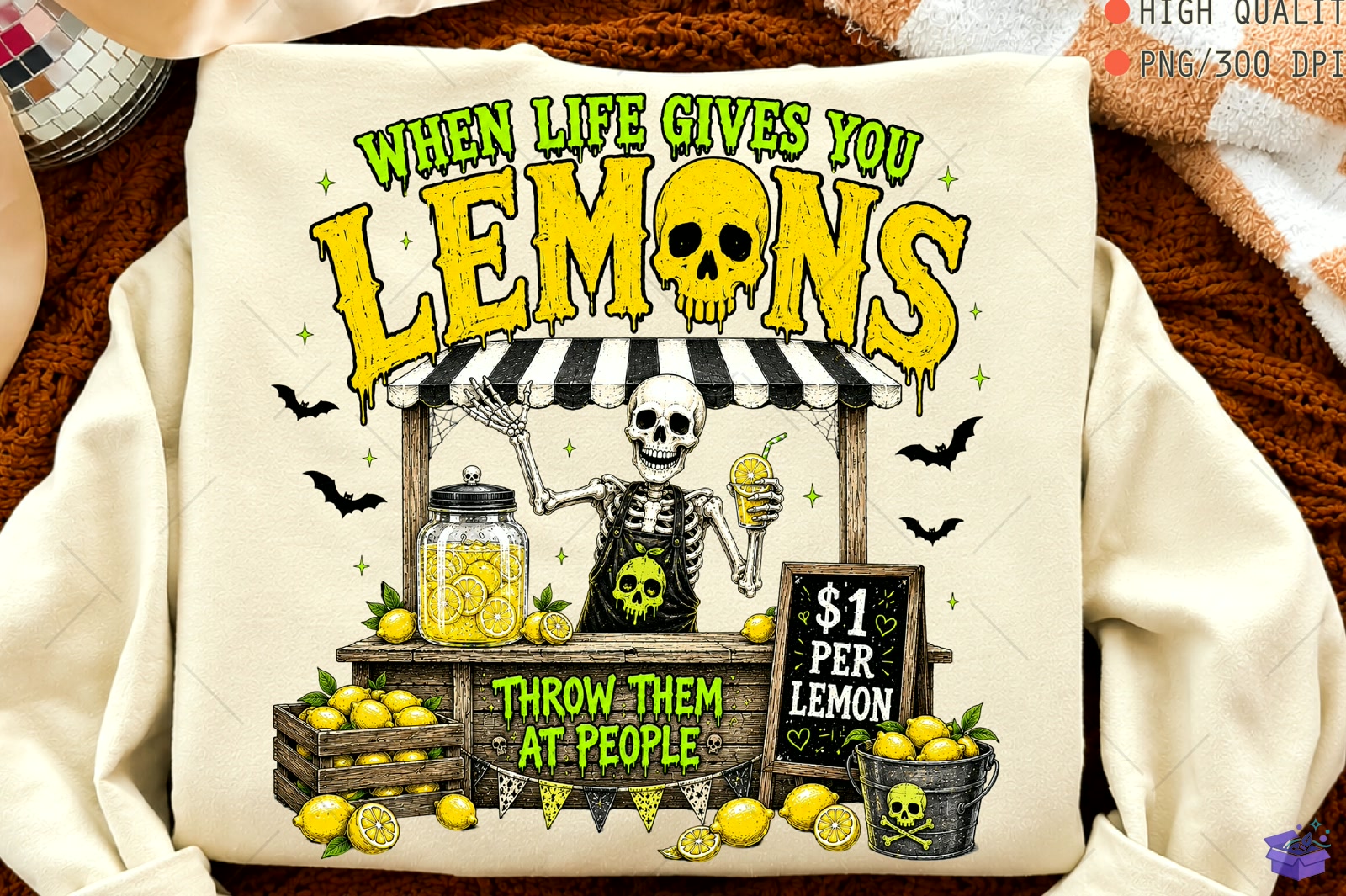 Funny Cadılar Bayramı Skeleton Lemon Stand PNG - DTF & Süblimasyon Baskı Tasarımı (SVG, DXF, EPS, PNG) - detaylı önizleme 6