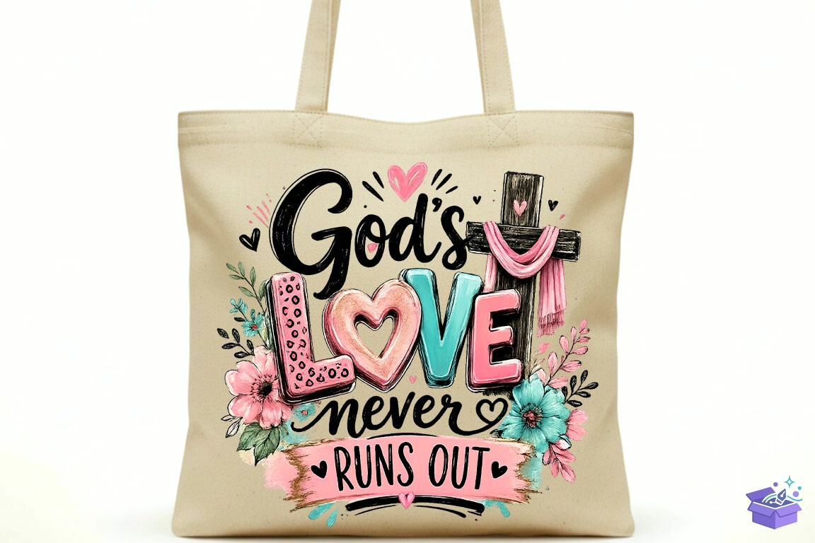 God’s Love Never Fails Christian PNG - DTF & Süblimasyon Baskı Tasarımı (SVG, DXF, EPS, PNG) - detaylı önizleme 4