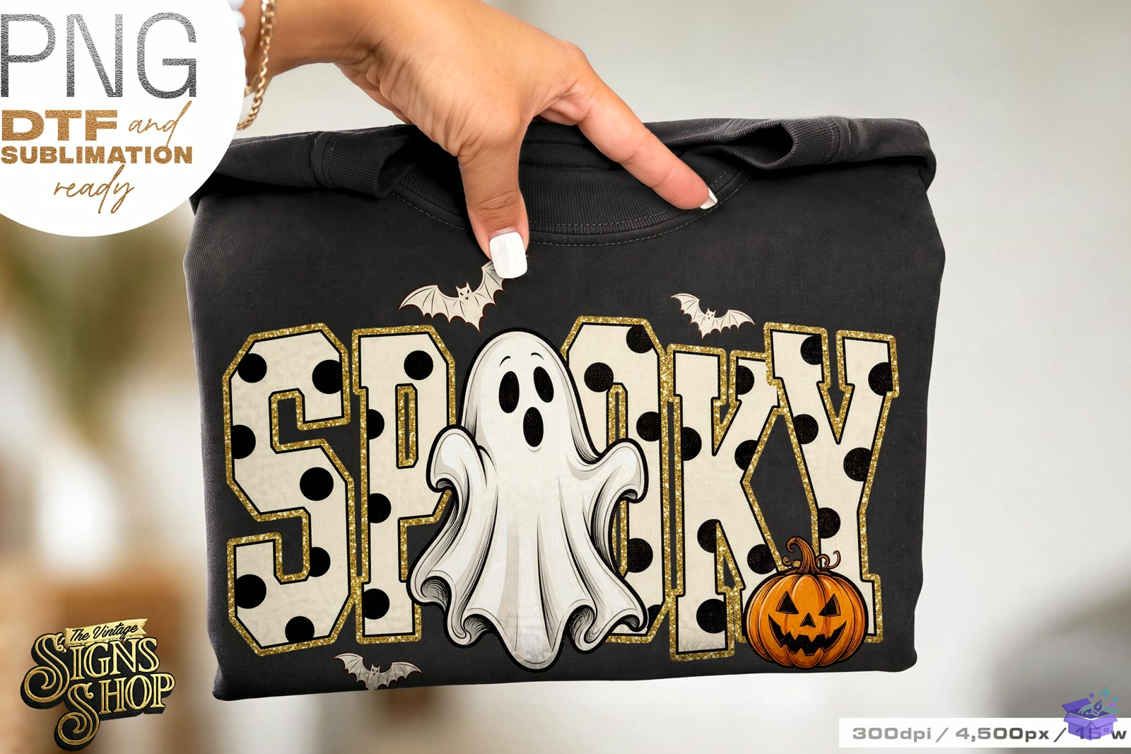 Spooky Ghost Preppy Cadılar Bayramı PNG - DTF & Süblimasyon Baskı Tasarımı (SVG, DXF, EPS, PNG) - detaylı önizleme 2