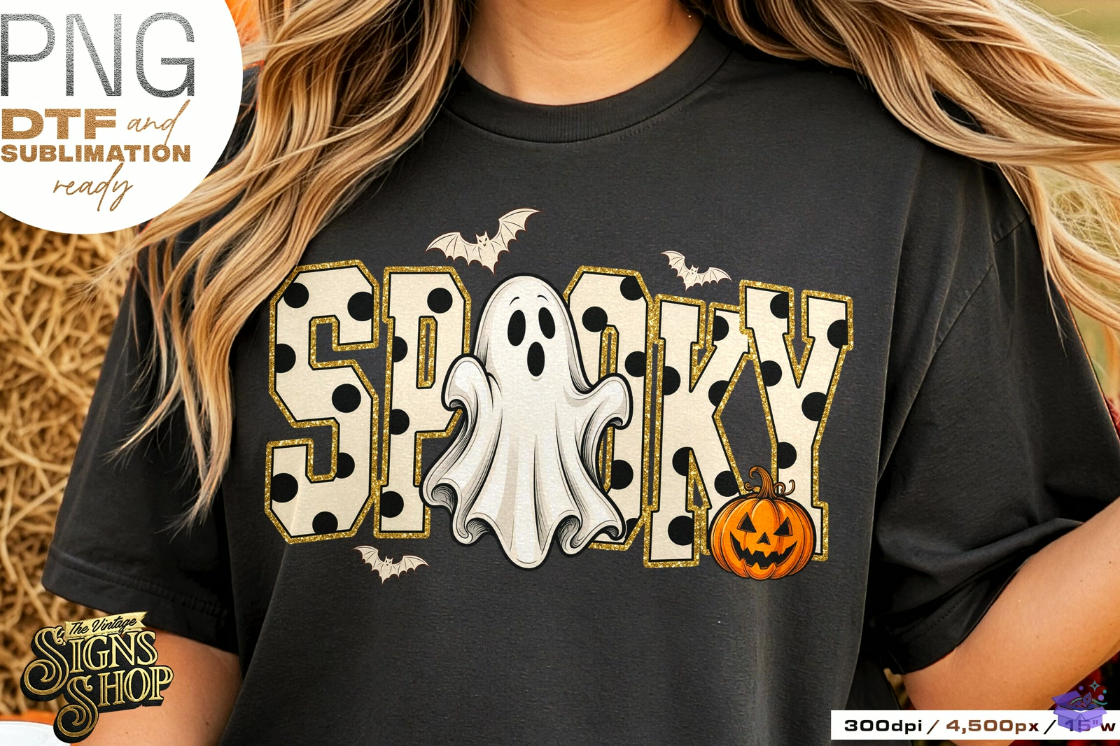 Spooky Ghost Preppy Cadılar Bayramı PNG - DTF & Süblimasyon Baskı Tasarımı (SVG, DXF, EPS, PNG) - detaylı önizleme 6