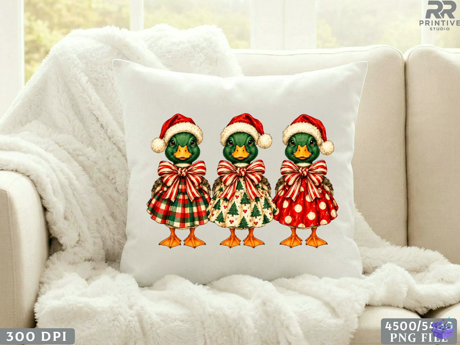 Yılbaşı Santa Mallard Ducks PNG - DTF & Süblimasyon Baskı Tasarımı (SVG, DXF, EPS, PNG) - detaylı önizleme 2