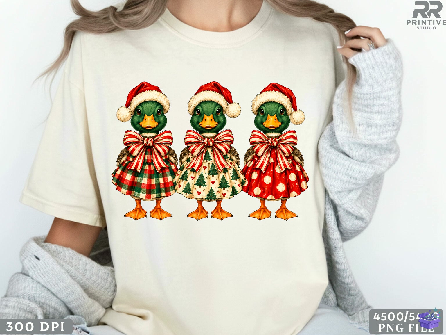 Yılbaşı Santa Mallard Ducks PNG - DTF & Süblimasyon Baskı Tasarımı (SVG, DXF, EPS, PNG) - detaylı önizleme 3