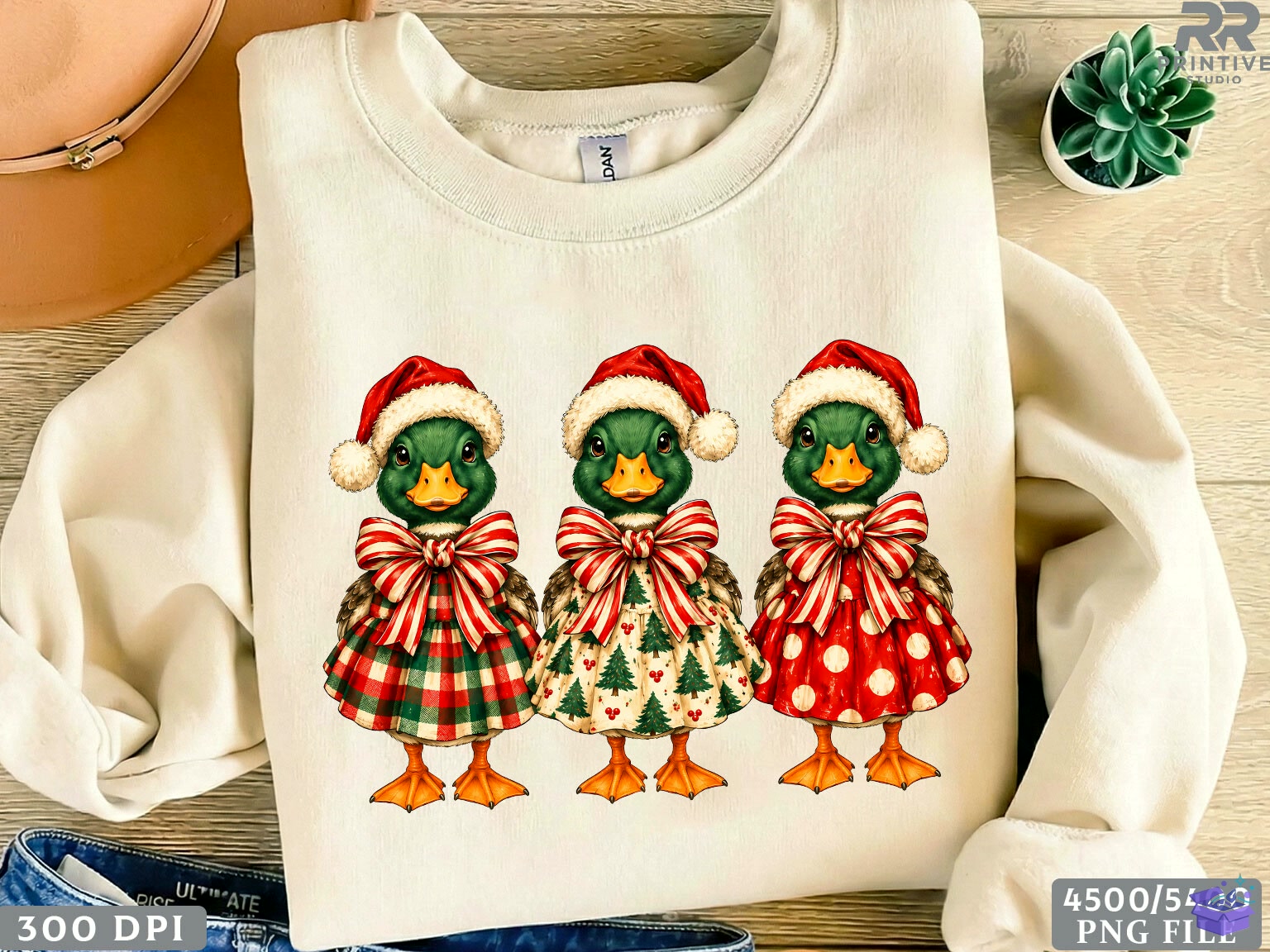 Yılbaşı Santa Mallard Ducks PNG - DTF & Süblimasyon Baskı Tasarımı (SVG, DXF, EPS, PNG) - detaylı önizleme 4