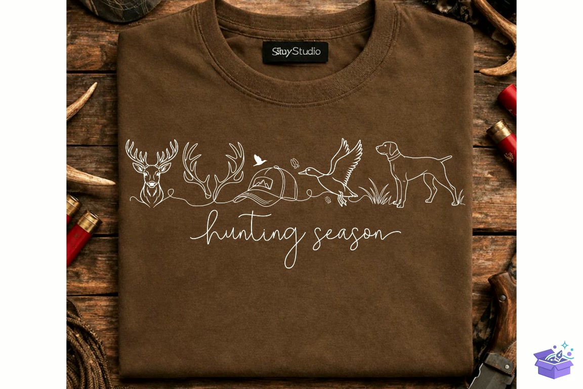 Hunting Season SVG Continuous Line Art - DTF & Süblimasyon Baskı Tasarımı (SVG, DXF, EPS, PNG) - DTF Baskı Tasarımları İndir (DXF, SVG, EPS)