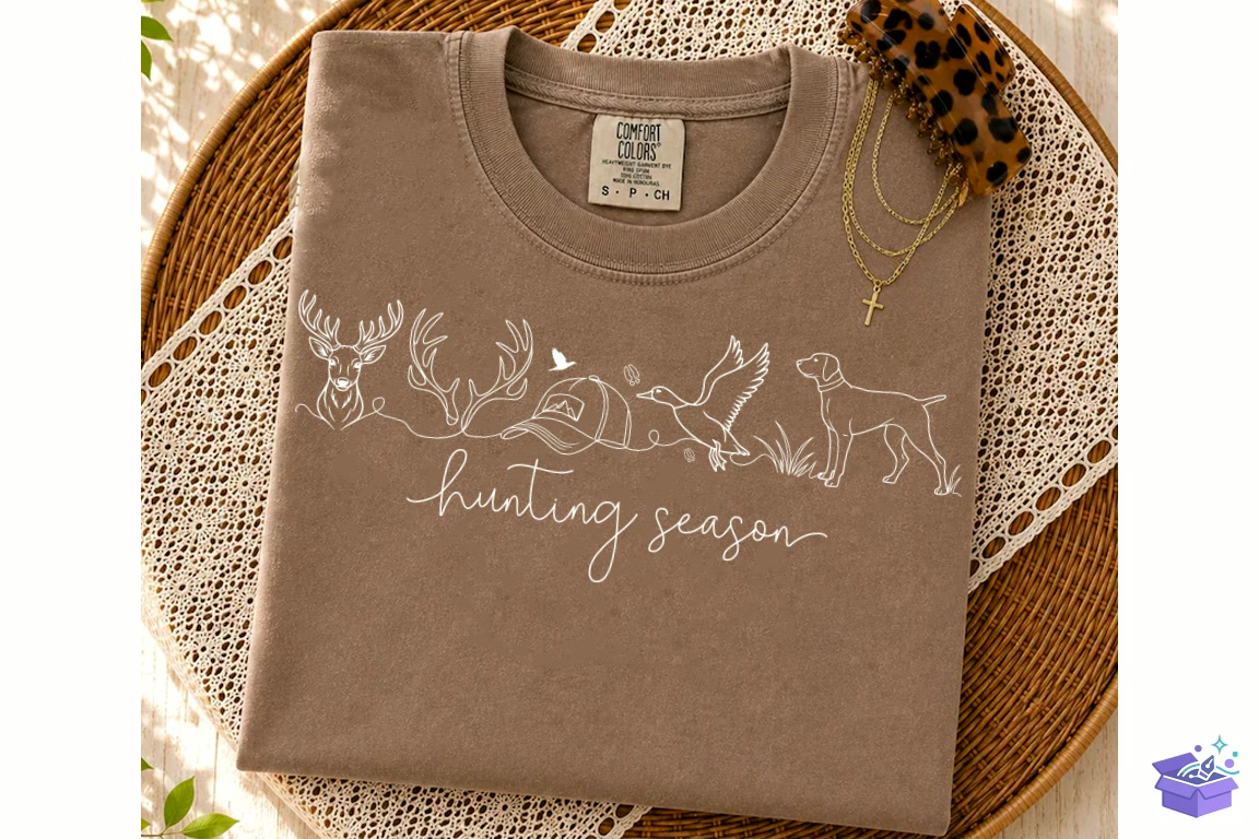 Hunting Season SVG Continuous Line Art - DTF & Süblimasyon Baskı Tasarımı (SVG, DXF, EPS, PNG) - detaylı önizleme 2