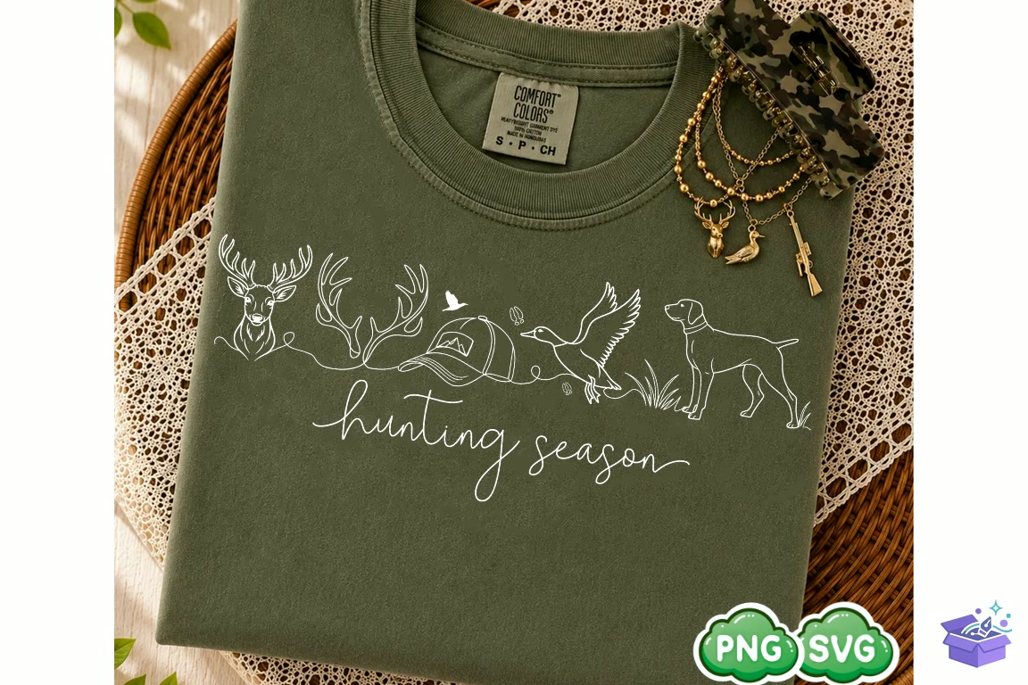 Hunting Season SVG Continuous Line Art - DTF & Süblimasyon Baskı Tasarımı (SVG, DXF, EPS, PNG) - detaylı önizleme 4