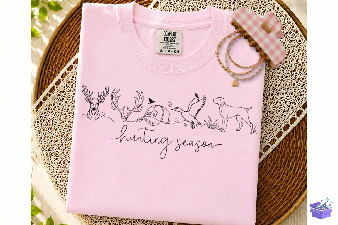 Hunting Season SVG Continuous Line Art - DTF & Süblimasyon Baskı Tasarımı (SVG, DXF, EPS, PNG) - detaylı önizleme 6
