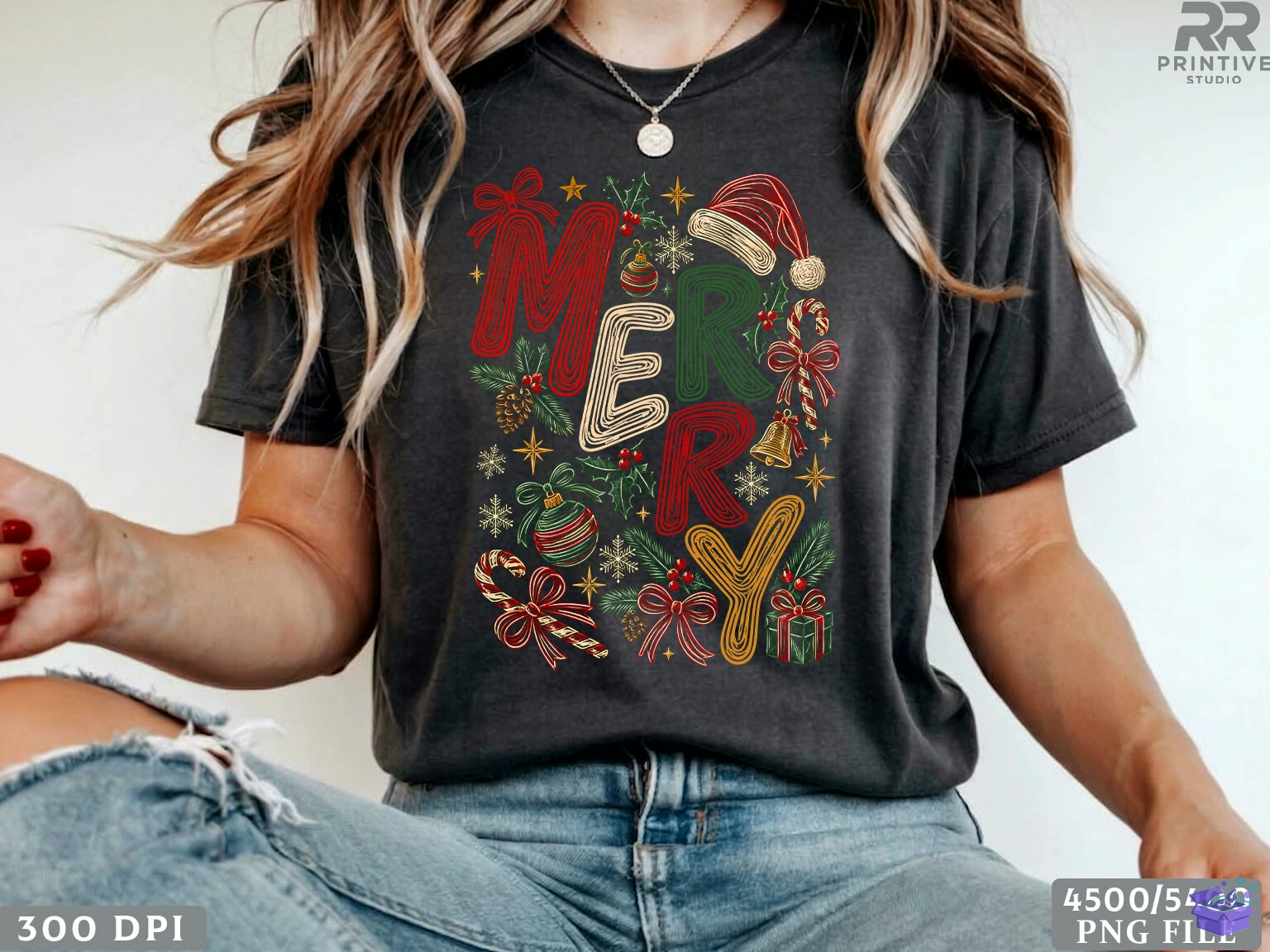 Trendy Merry Yılbaşı PNG - DTF & Süblimasyon Baskı Tasarımı (SVG, DXF, EPS, PNG) - DTF Baskı Tasarımları İndir (DXF, SVG, EPS)