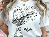 "Well Shit" Komik Hayalet İskelet Tişört Tasarımı - DTF & Süblimasyon Baskı Tasarımı (PNG) - detaylı önizleme 4