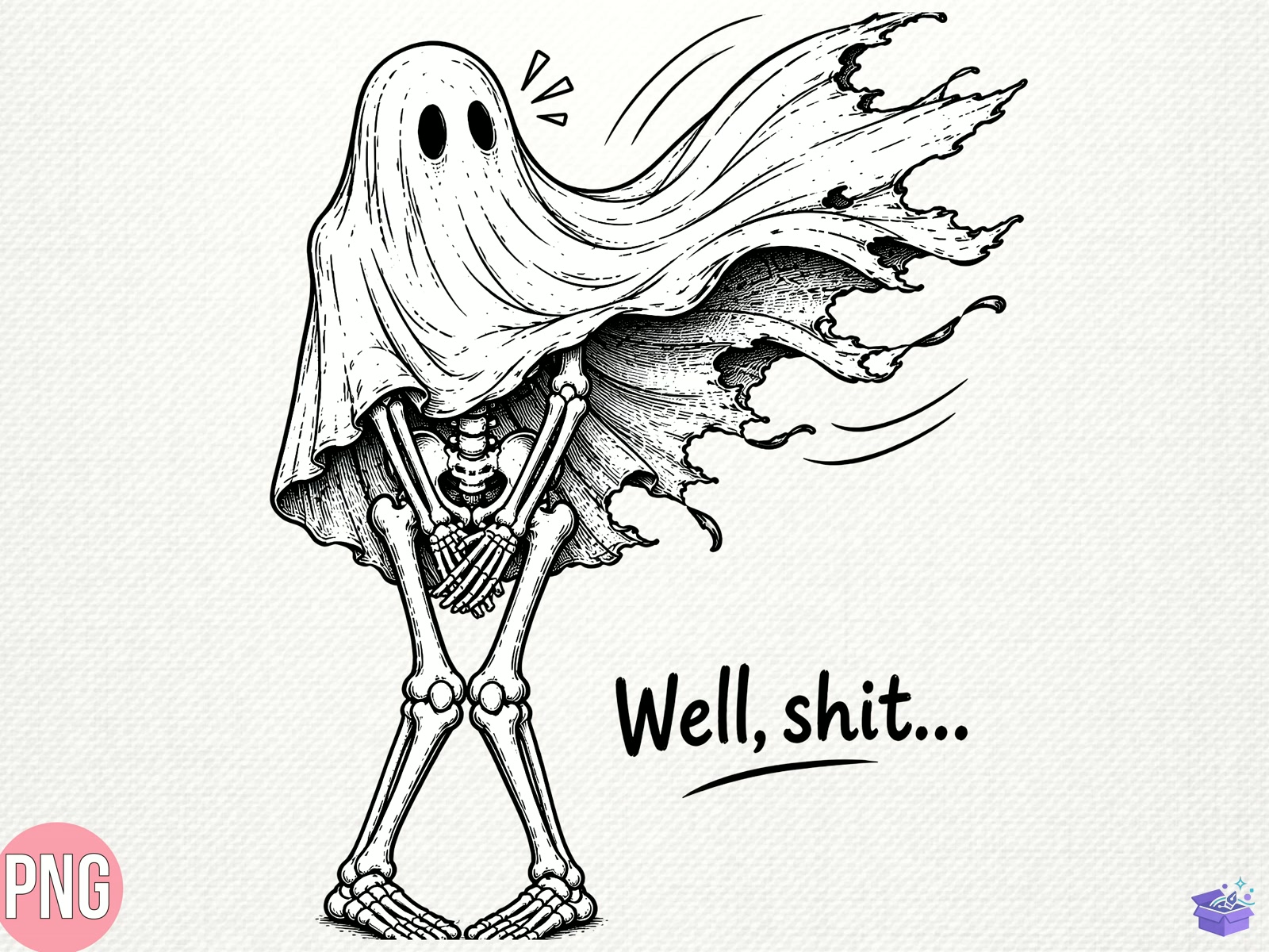 Funny Ghost Skeleton Well Shit PNG Shirt - DTF & Süblimasyon Baskı Tasarımı (SVG, DXF, EPS, PNG) - detaylı önizleme 5