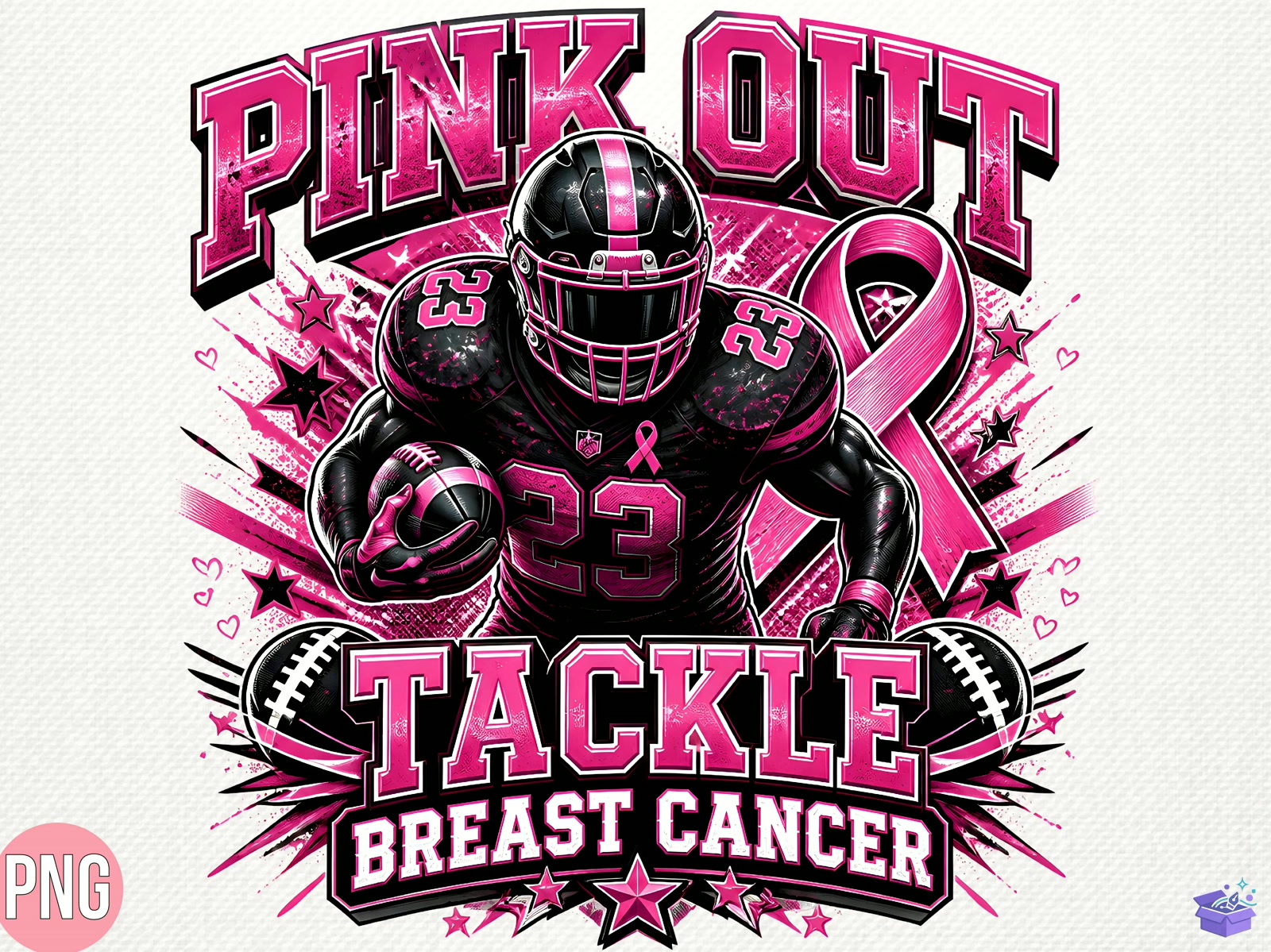 Pink Out Football Breast Cancer PNG - DTF & Süblimasyon Baskı Tasarımı (SVG, DXF, EPS, PNG) - detaylı önizleme 5