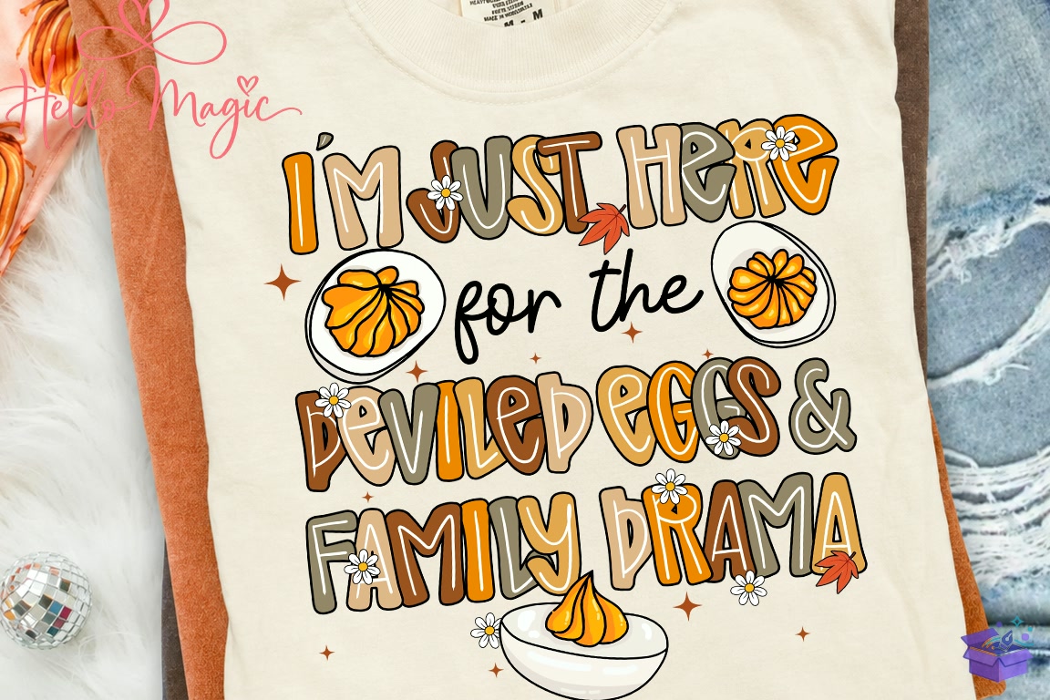 Deviled Eggs Family Drama Fall PNG - DTF & Süblimasyon Baskı Tasarımı (SVG, DXF, EPS, PNG) - detaylı önizleme 2