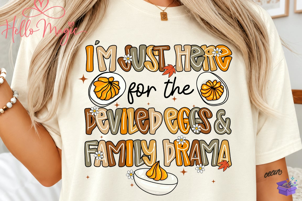 Deviled Eggs Family Drama Fall PNG - DTF & Süblimasyon Baskı Tasarımı (SVG, DXF, EPS, PNG) - detaylı önizleme 3