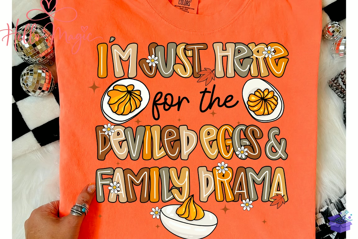 Deviled Eggs Family Drama Fall PNG - DTF & Süblimasyon Baskı Tasarımı (SVG, DXF, EPS, PNG) - detaylı önizleme 4