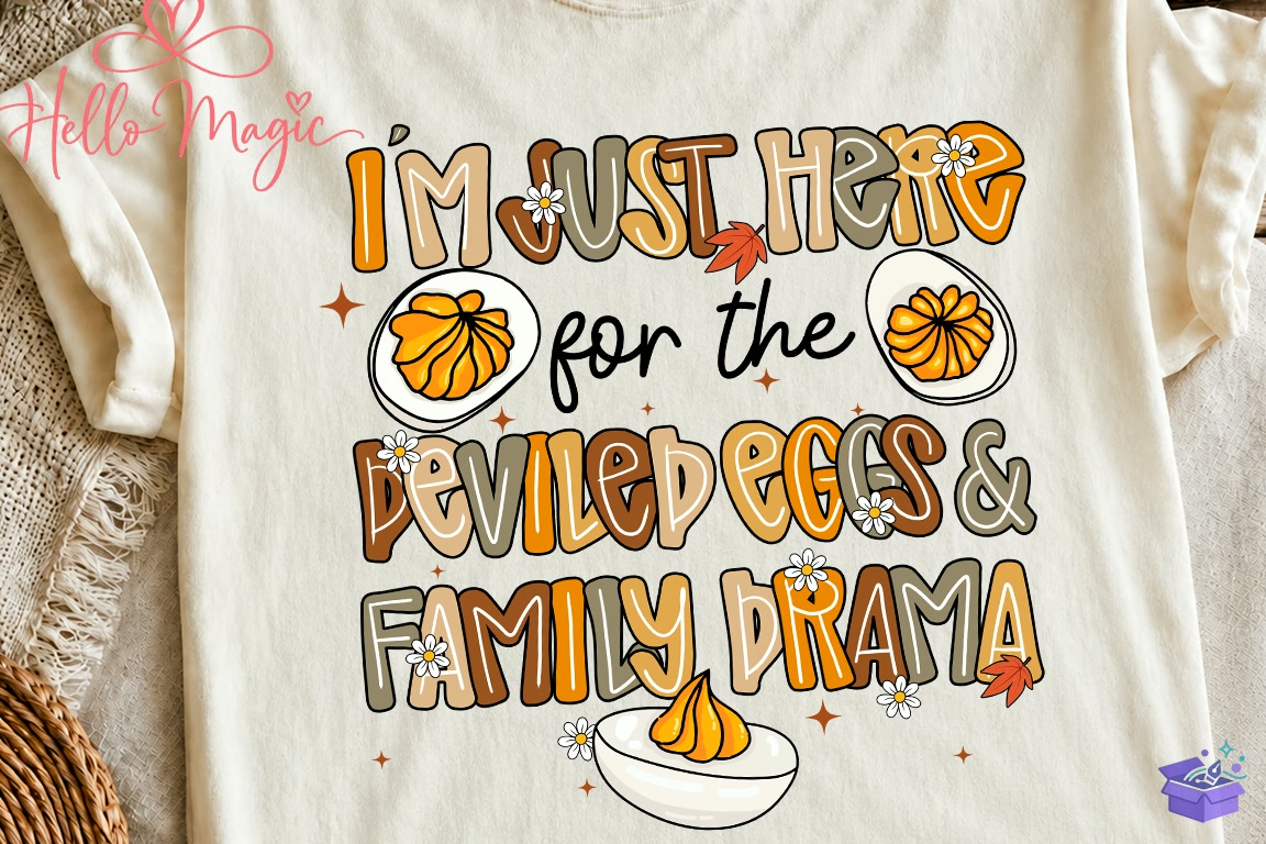 Deviled Eggs Family Drama Fall PNG - DTF & Süblimasyon Baskı Tasarımı (SVG, DXF, EPS, PNG) - detaylı önizleme 5