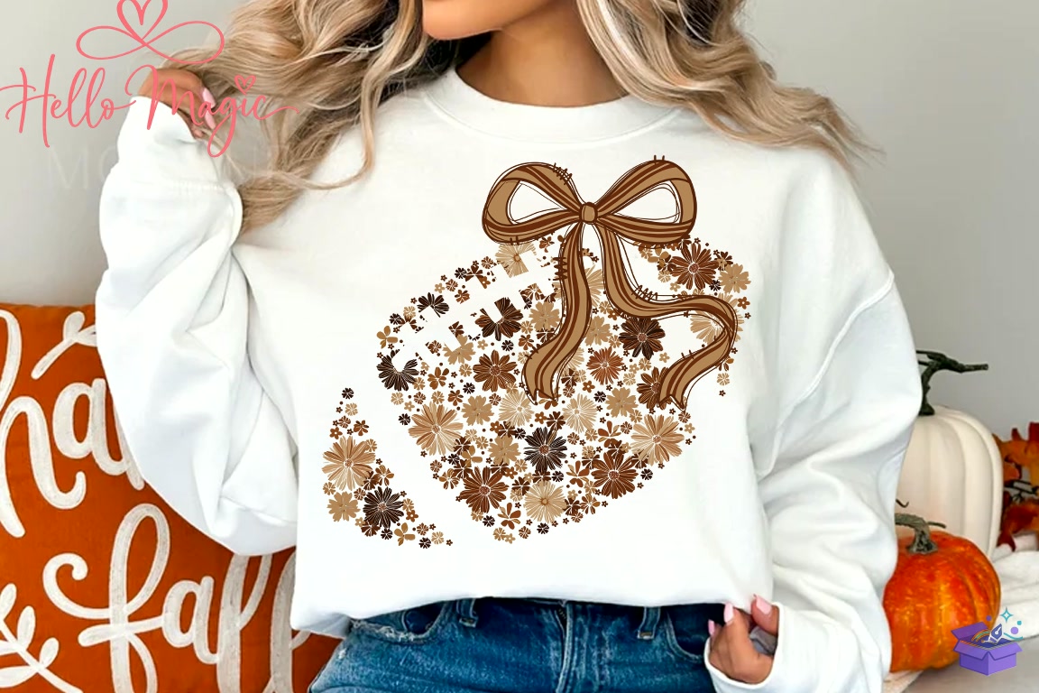 Floral Football Bow Fall PNG - DTF & Süblimasyon Baskı Tasarımı (SVG, DXF, EPS, PNG) - DTF Baskı Tasarımları İndir (DXF, SVG, EPS)
