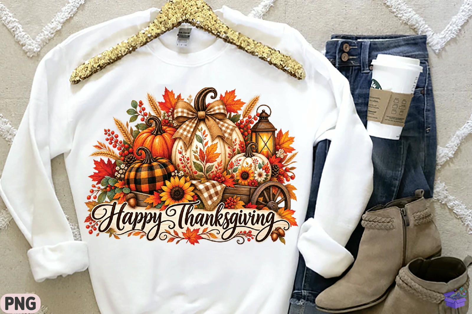 Happy Thanksgiving PNG - DTF & Süblimasyon Baskı Tasarımı (SVG, DXF, EPS, PNG) - detaylı önizleme 3