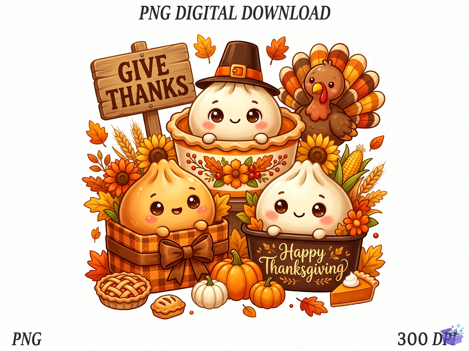 Thanksgiving Dumpling Characters PNG - DTF & Süblimasyon Baskı Tasarımı (SVG, DXF, EPS, PNG) - DTF Baskı Tasarımları İndir (DXF, SVG, EPS)