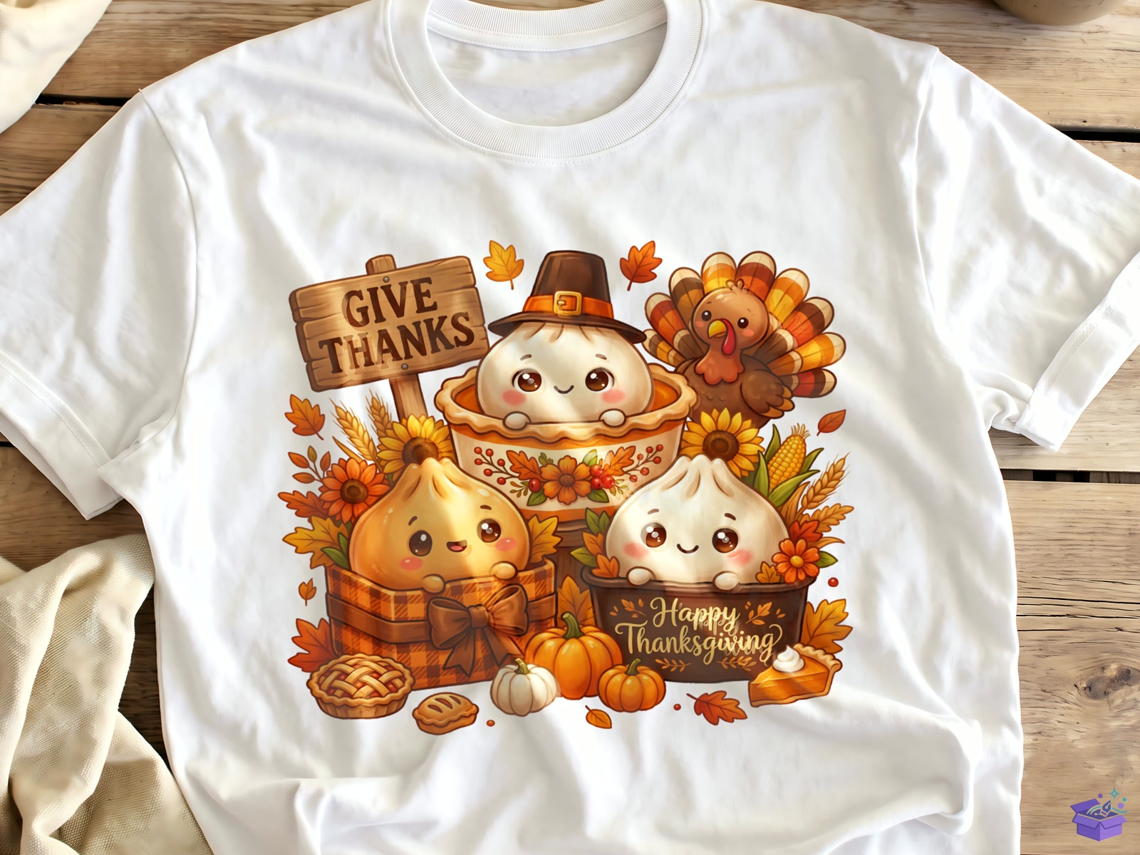 Thanksgiving Dumpling Characters PNG - DTF & Süblimasyon Baskı Tasarımı (SVG, DXF, EPS, PNG) - detaylı önizleme 2