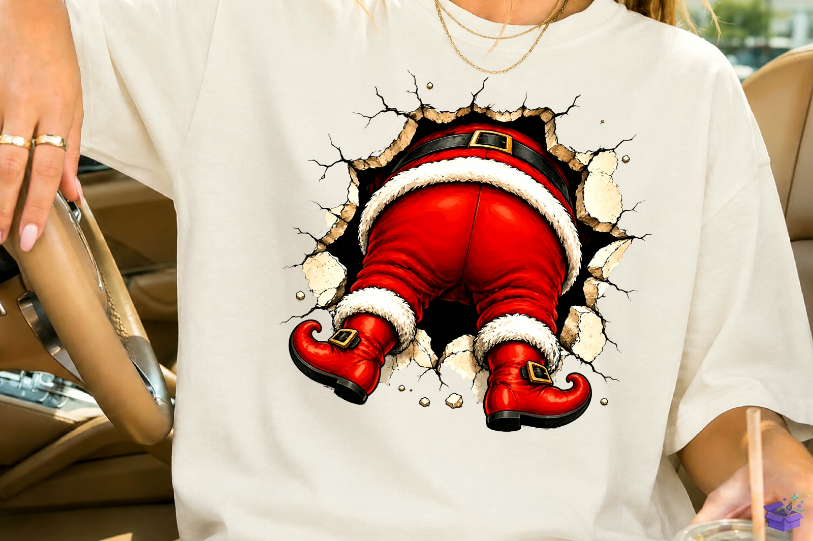 Santa Front Back Yılbaşı PNG - DTF & Süblimasyon Baskı Tasarımı (SVG, DXF, EPS, PNG) - detaylı önizleme 2