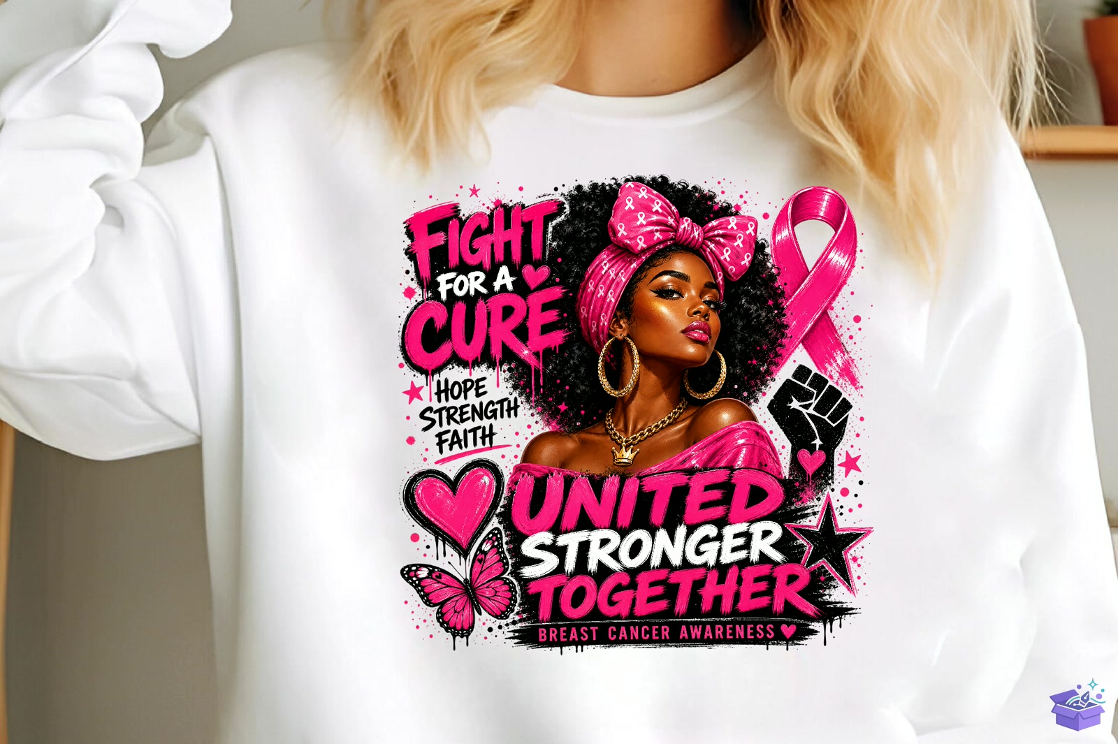 Black Queen Breast Cancer PNG - DTF & Süblimasyon Baskı Tasarımı (SVG, DXF, EPS, PNG) - detaylı önizleme 2