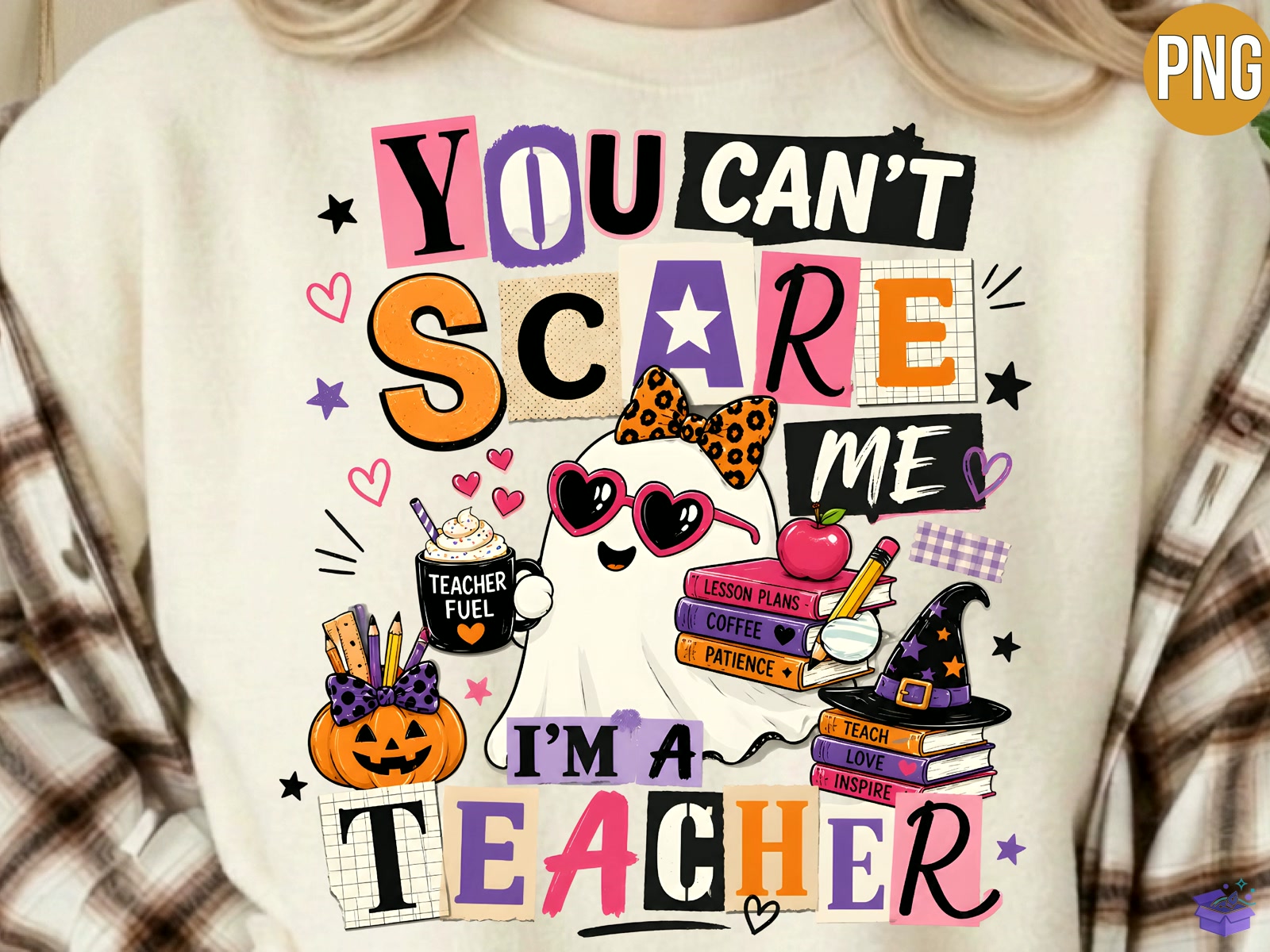 Funny Cadılar Bayramı Teacher PNG T Shirt - DTF & Süblimasyon Baskı Tasarımı (SVG, DXF, EPS, PNG) - detaylı önizleme 2