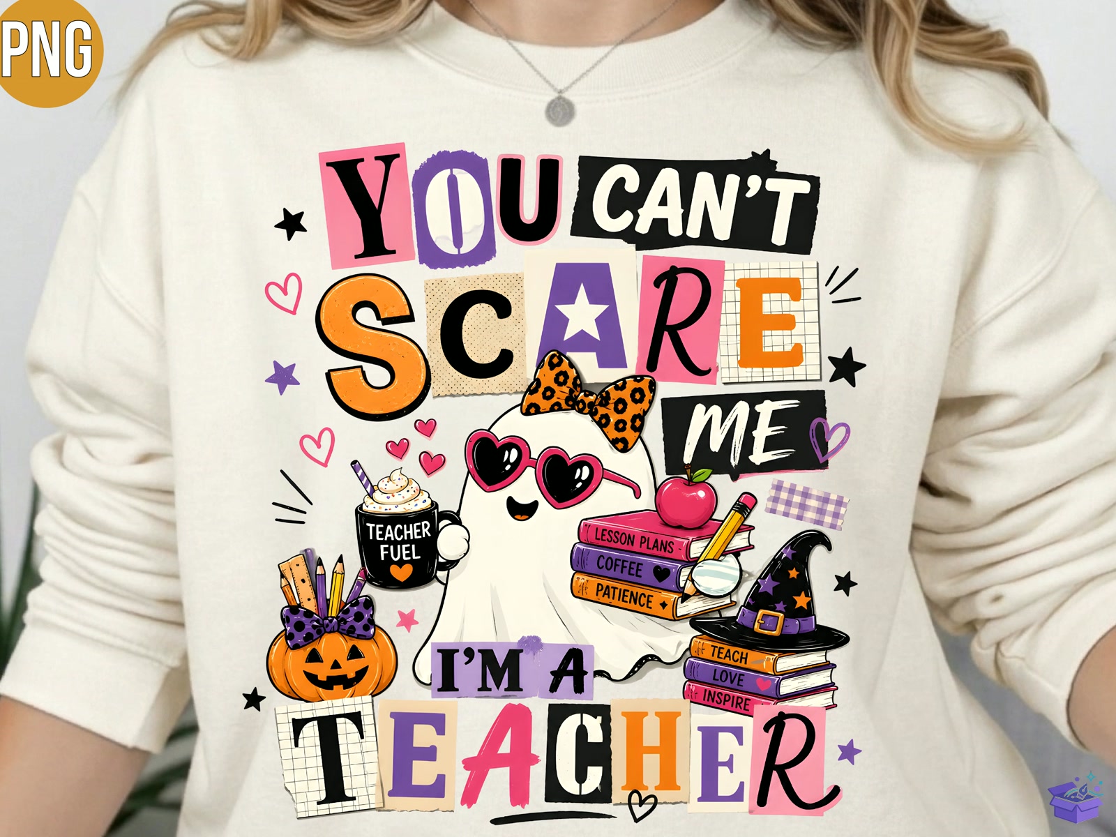 Funny Cadılar Bayramı Teacher PNG T Shirt - DTF & Süblimasyon Baskı Tasarımı (SVG, DXF, EPS, PNG) - detaylı önizleme 3