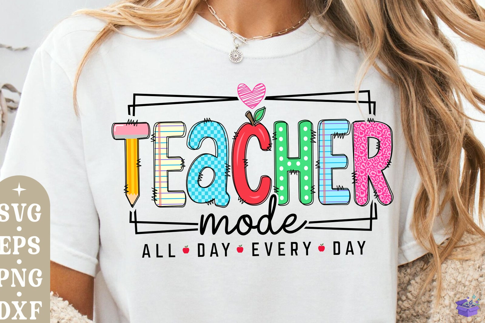 Teacher Mode Svg Teacher Png Teach Svg - DTF & Süblimasyon Baskı Tasarımı (SVG, DXF, EPS, PNG) - detaylı önizleme 2