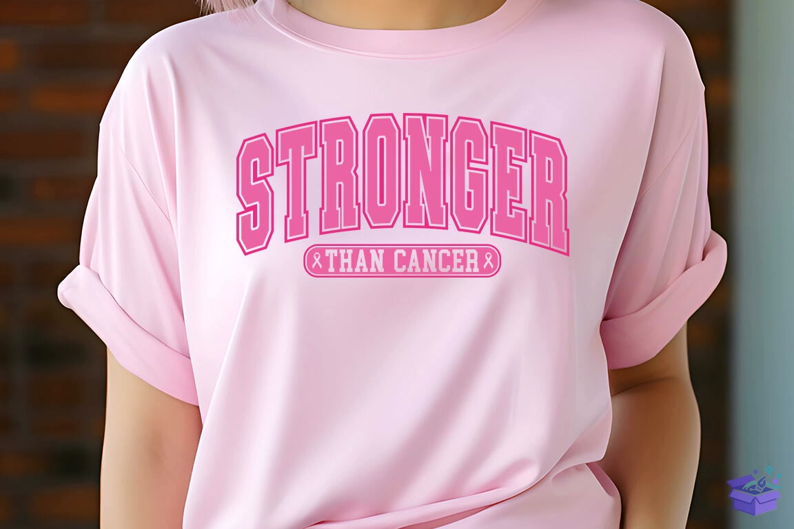 Pink Breast Cancer Stronger Than Cancer - DTF & Süblimasyon Baskı Tasarımı (SVG, DXF, EPS, PNG) - detaylı önizleme 2