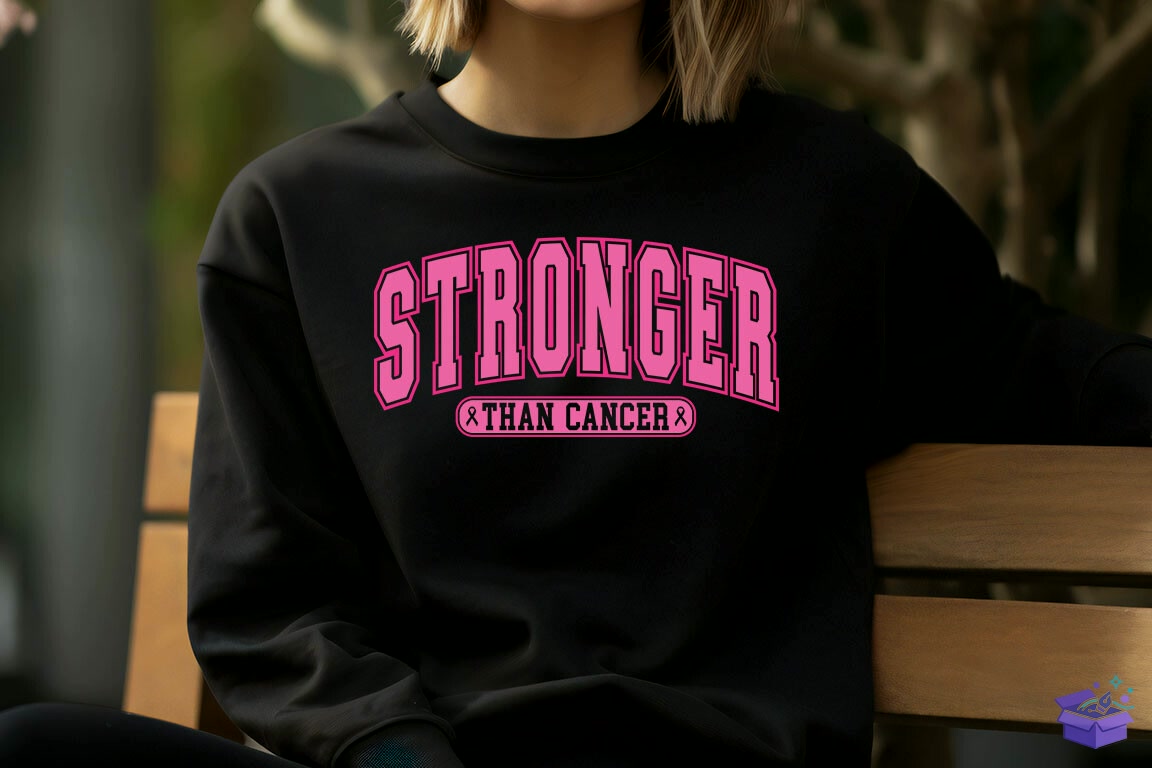 Pink Breast Cancer Stronger Than Cancer - DTF & Süblimasyon Baskı Tasarımı (SVG, DXF, EPS, PNG) - detaylı önizleme 3