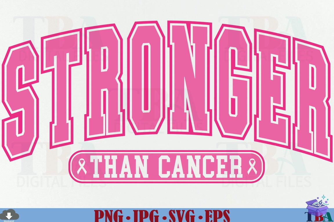 Pink Breast Cancer Stronger Than Cancer - DTF & Süblimasyon Baskı Tasarımı (SVG, DXF, EPS, PNG) - detaylı önizleme 6