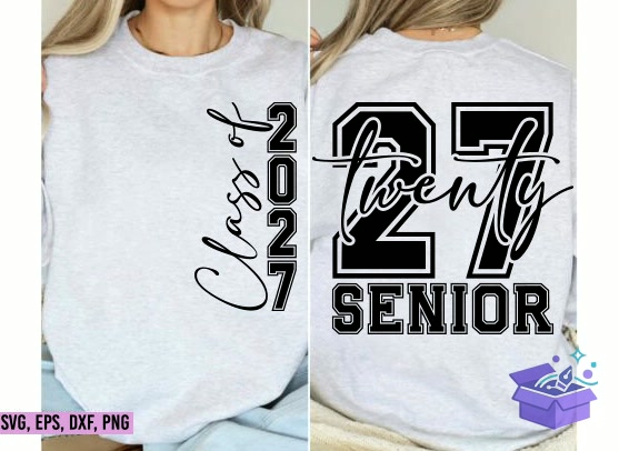 Class Of 2027 SVG Senior 2027 SVG - DTF & Süblimasyon Baskı Tasarımı (SVG, DXF, EPS, PNG) - detaylı önizleme 2