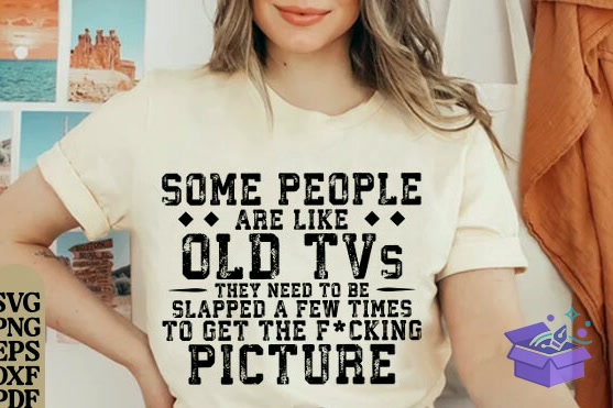 Funny Sarcastic Quote PNG Old TV Joke - DTF & Süblimasyon Baskı Tasarımı (SVG, DXF, EPS, PNG) - detaylı önizleme 4