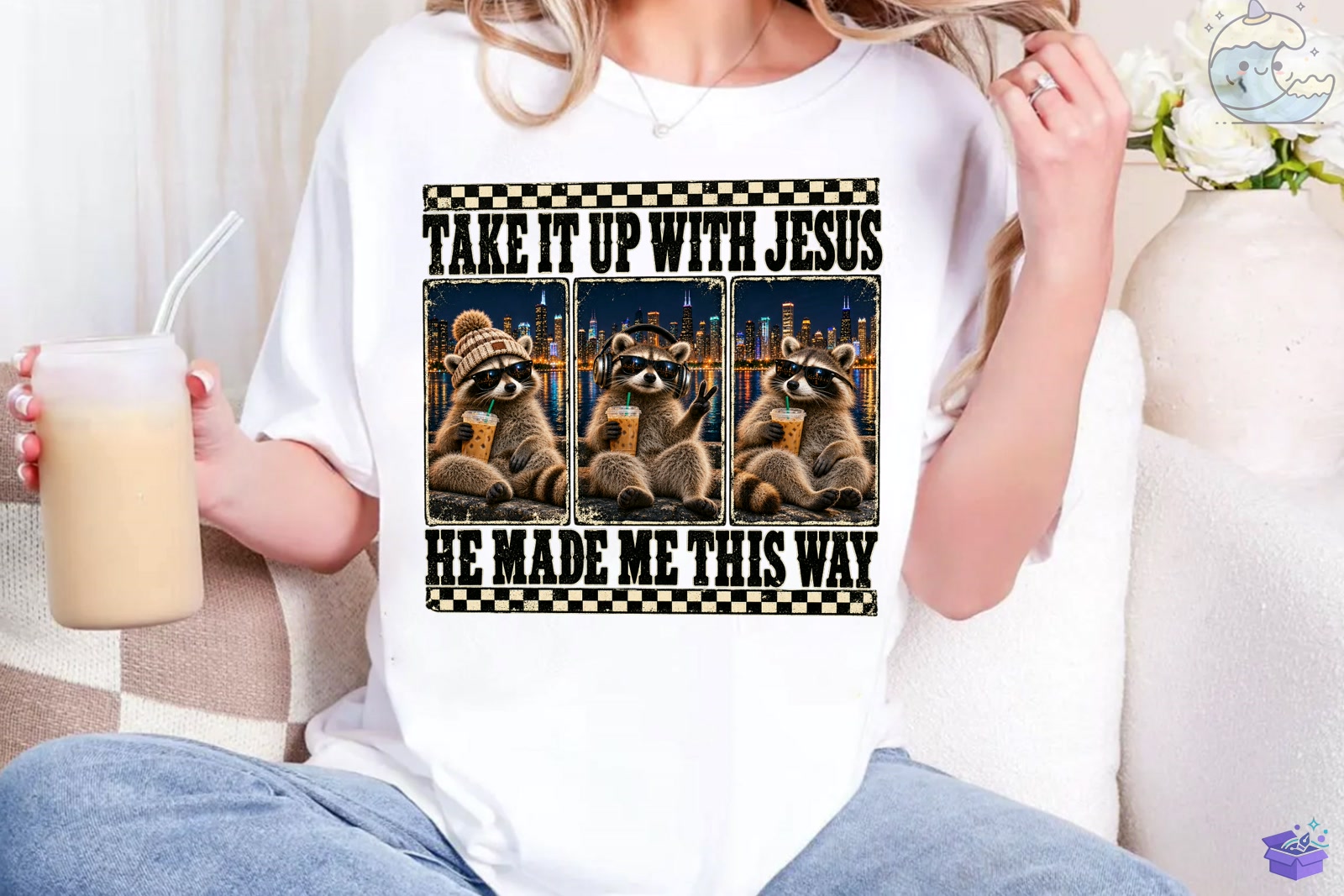 Funny Raccoons Jesus PNG Süblimasyon Baskı Des - DTF & Süblimasyon Baskı Tasarımı (SVG, DXF, EPS, PNG) - detaylı önizleme 5