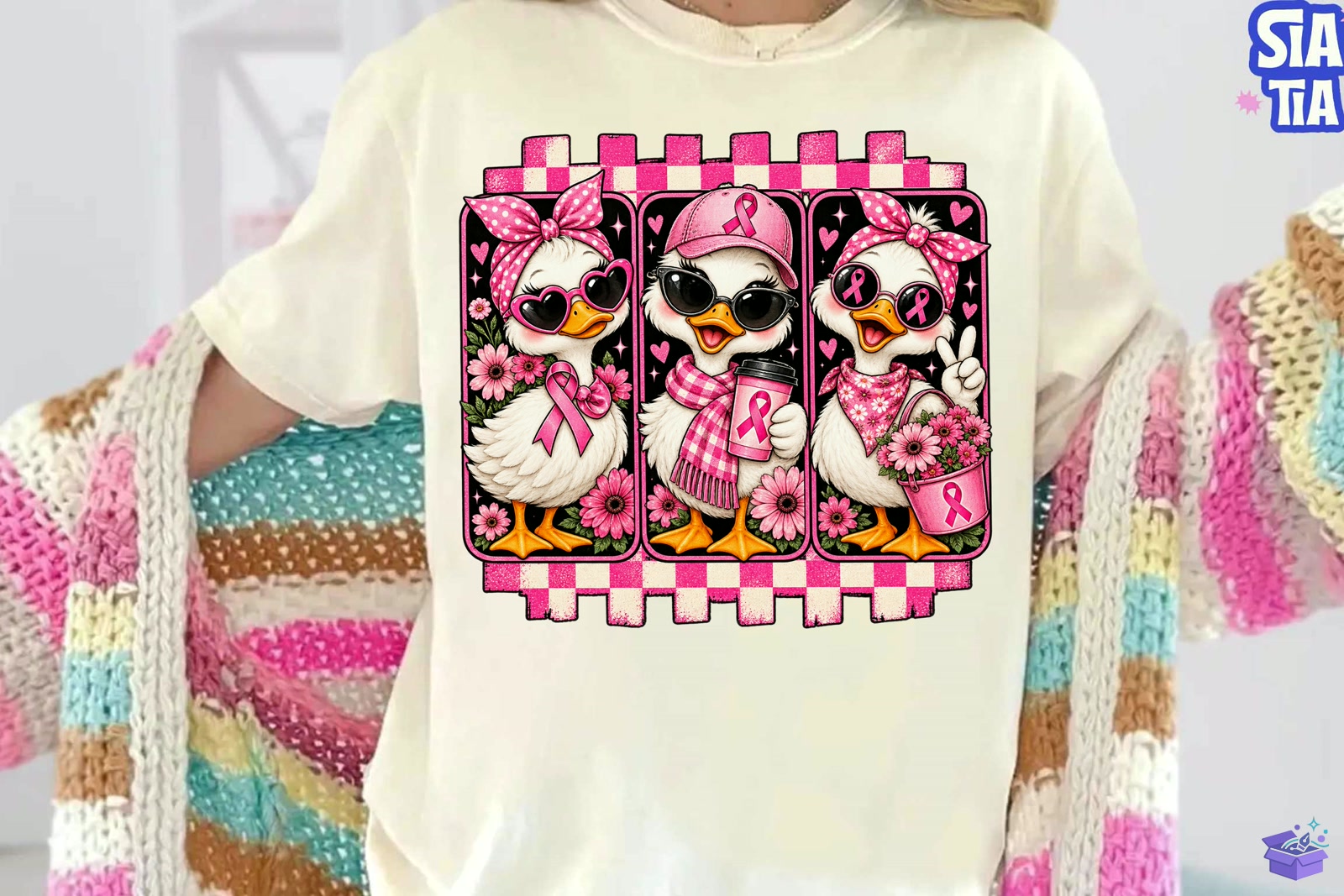 Breast Cancer Awareness Duck PNG Sublima - DTF & Süblimasyon Baskı Tasarımı (SVG, DXF, EPS, PNG) - detaylı önizleme 2