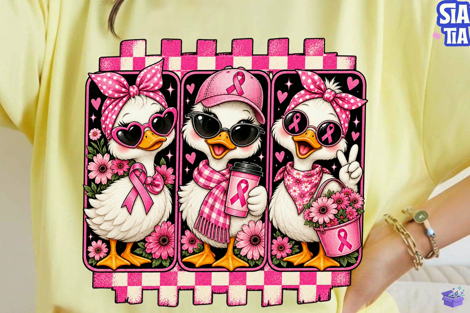 Breast Cancer Awareness Duck PNG Sublima - DTF & Süblimasyon Baskı Tasarımı (SVG, DXF, EPS, PNG) - detaylı önizleme 3