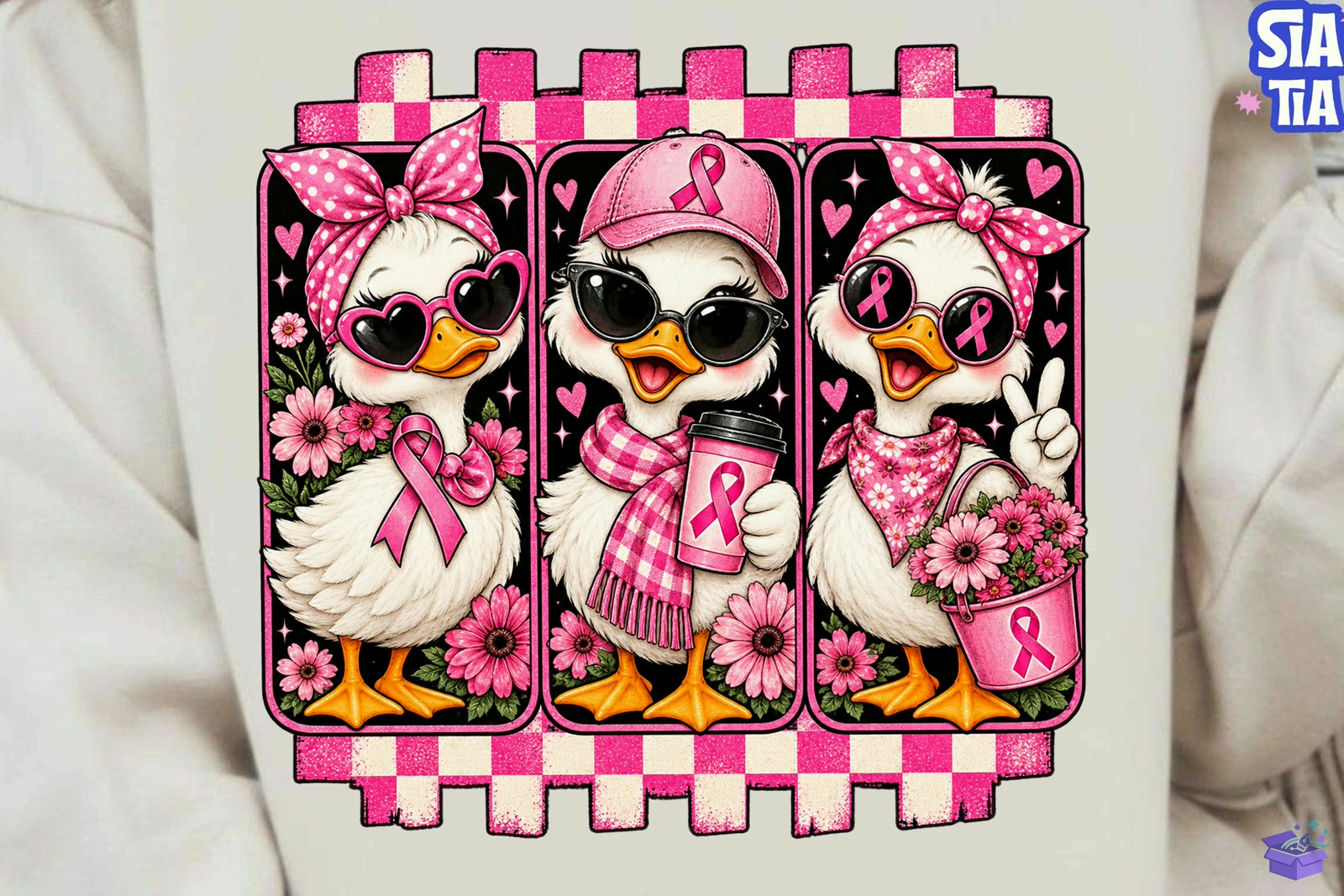 Breast Cancer Awareness Duck PNG Sublima - DTF & Süblimasyon Baskı Tasarımı (SVG, DXF, EPS, PNG) - detaylı önizleme 4