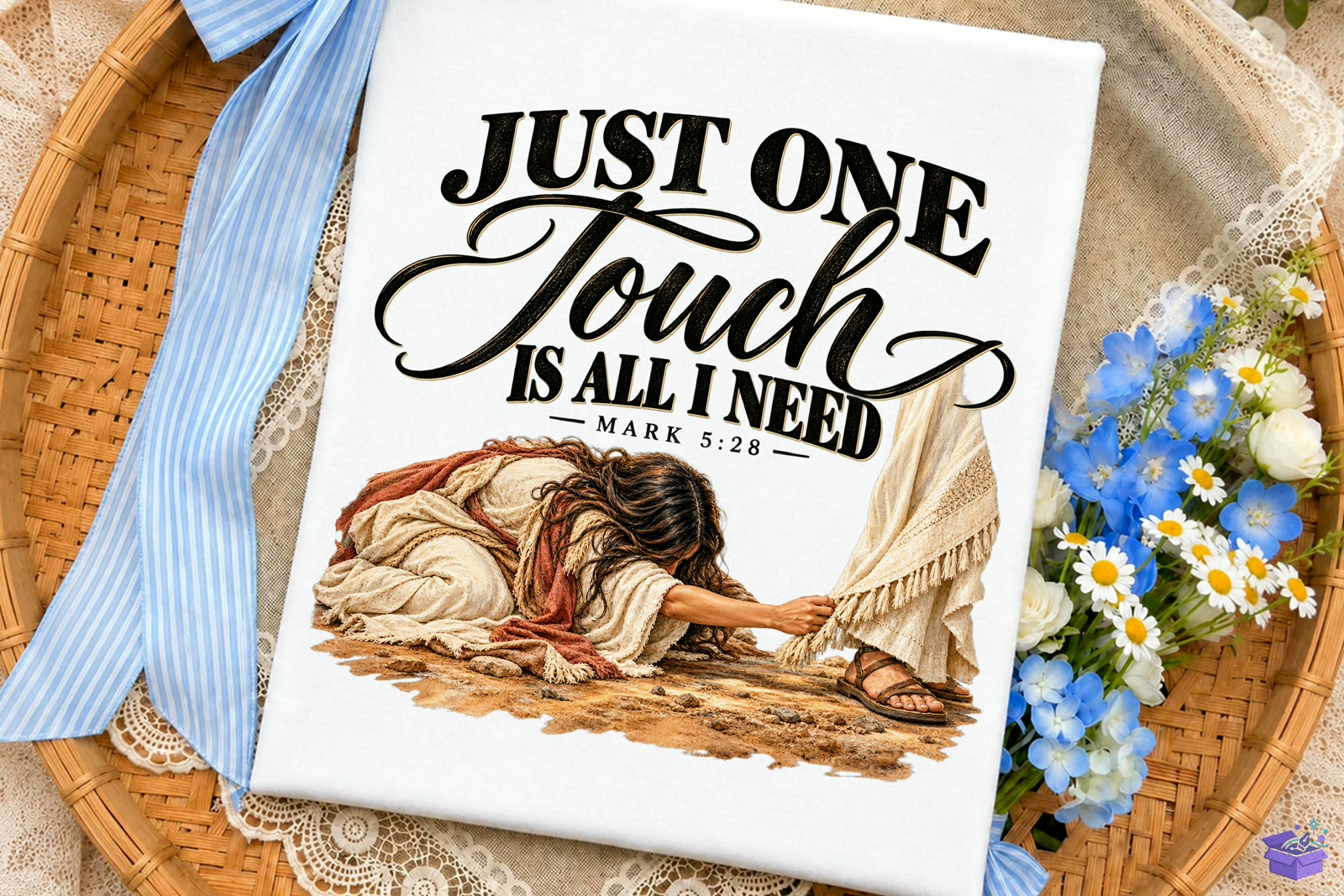 Just One Touch Bible Verse PNG Shirt Des - DTF & Süblimasyon Baskı Tasarımı (SVG, DXF, EPS, PNG) - detaylı önizleme 2
