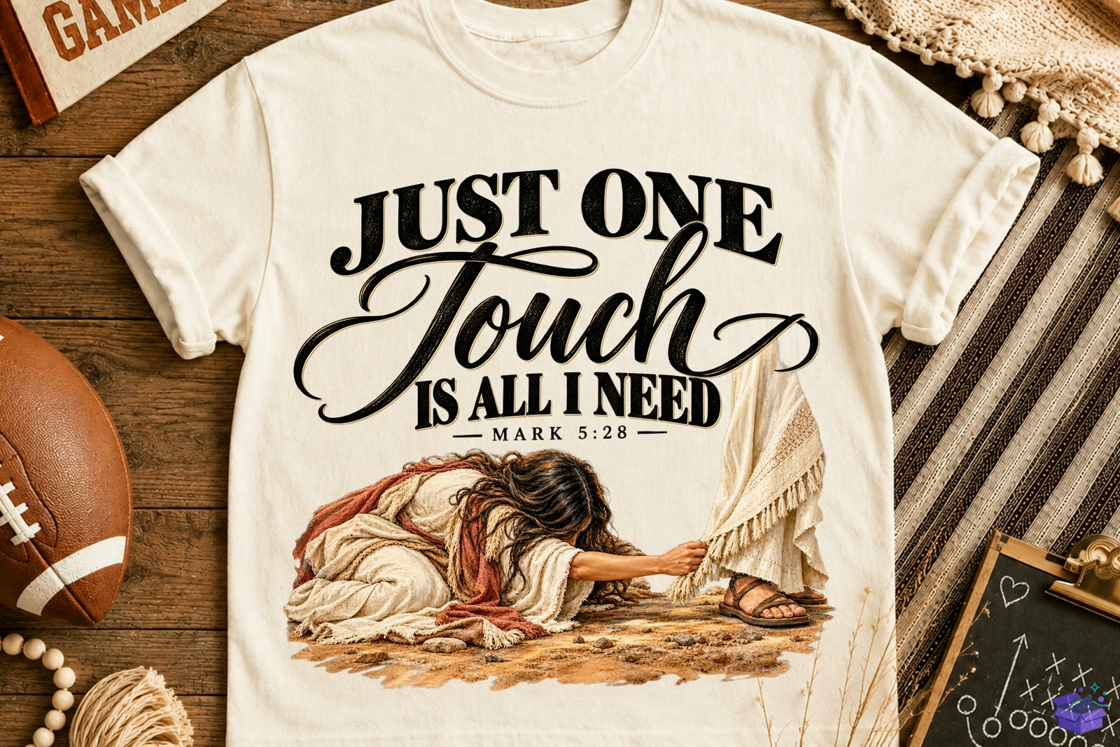 Just One Touch Bible Verse PNG Shirt Des - DTF & Süblimasyon Baskı Tasarımı (SVG, DXF, EPS, PNG) - detaylı önizleme 4