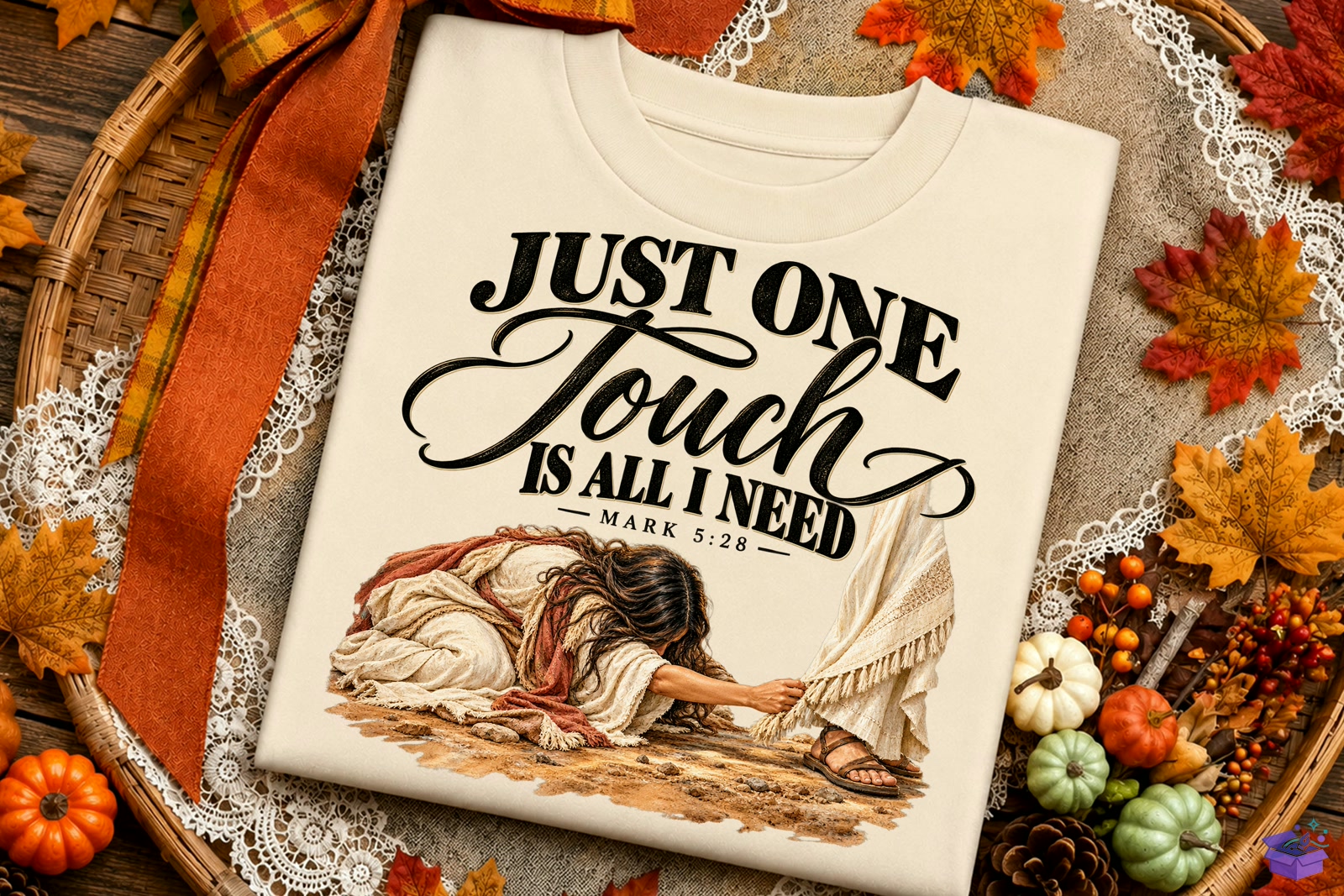 Just One Touch Bible Verse PNG Shirt Des - DTF & Süblimasyon Baskı Tasarımı (SVG, DXF, EPS, PNG) - detaylı önizleme 5