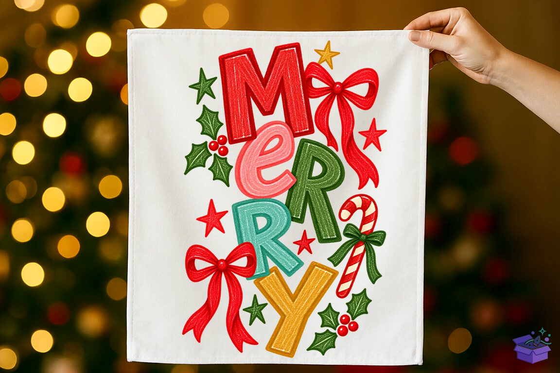 Merry Yılbaşı Preppy Hand Drawn PNG - DTF & Süblimasyon Baskı Tasarımı (SVG, DXF, EPS, PNG) - detaylı önizleme 2
