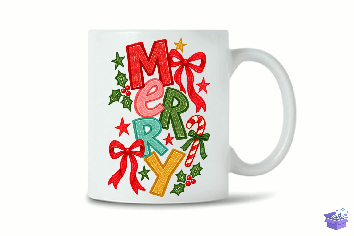 Merry Yılbaşı Preppy Hand Drawn PNG - DTF & Süblimasyon Baskı Tasarımı (SVG, DXF, EPS, PNG) - detaylı önizleme 3