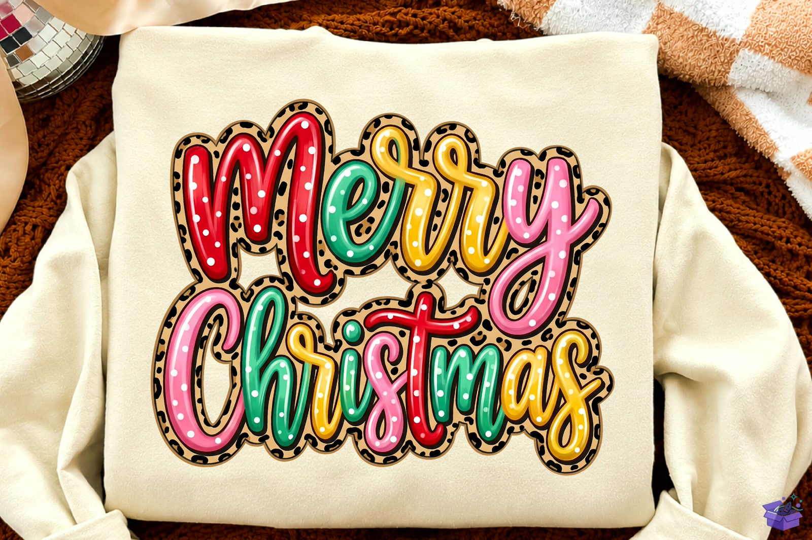 Merry Yılbaşı PNG Preppy Leopard - DTF & Süblimasyon Baskı Tasarımı (SVG, DXF, EPS, PNG) - detaylı önizleme 3