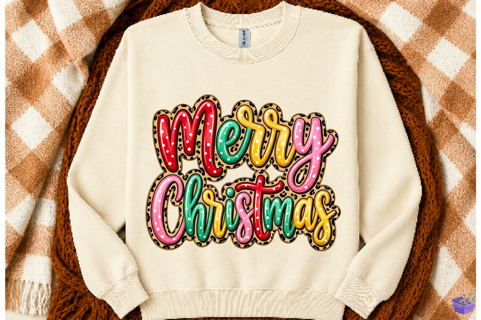 Merry Yılbaşı PNG Preppy Leopard - DTF & Süblimasyon Baskı Tasarımı (SVG, DXF, EPS, PNG) - detaylı önizleme 4