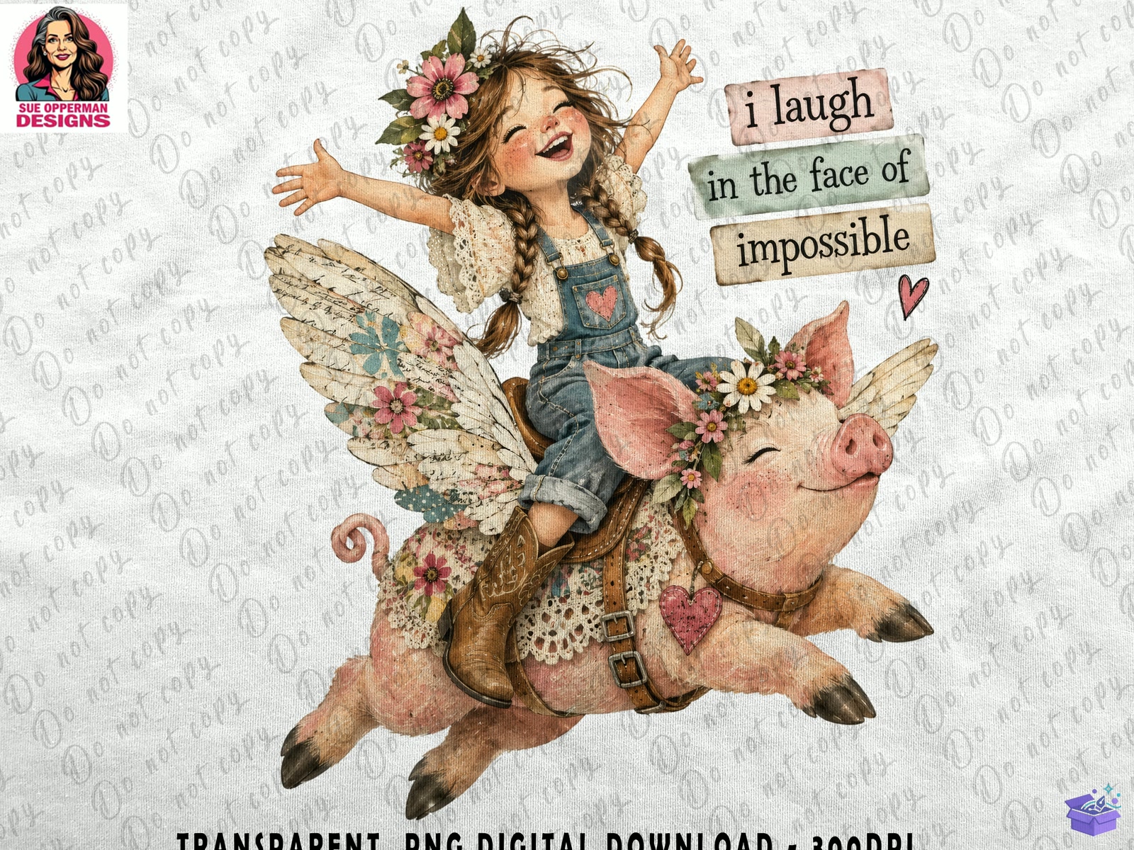 I Laugh İn Face Of Impossible Flying Pig - DTF & Süblimasyon Baskı Tasarımı (SVG, DXF, EPS, PNG) - DTF Baskı Tasarımları İndir (DXF, SVG, EPS)