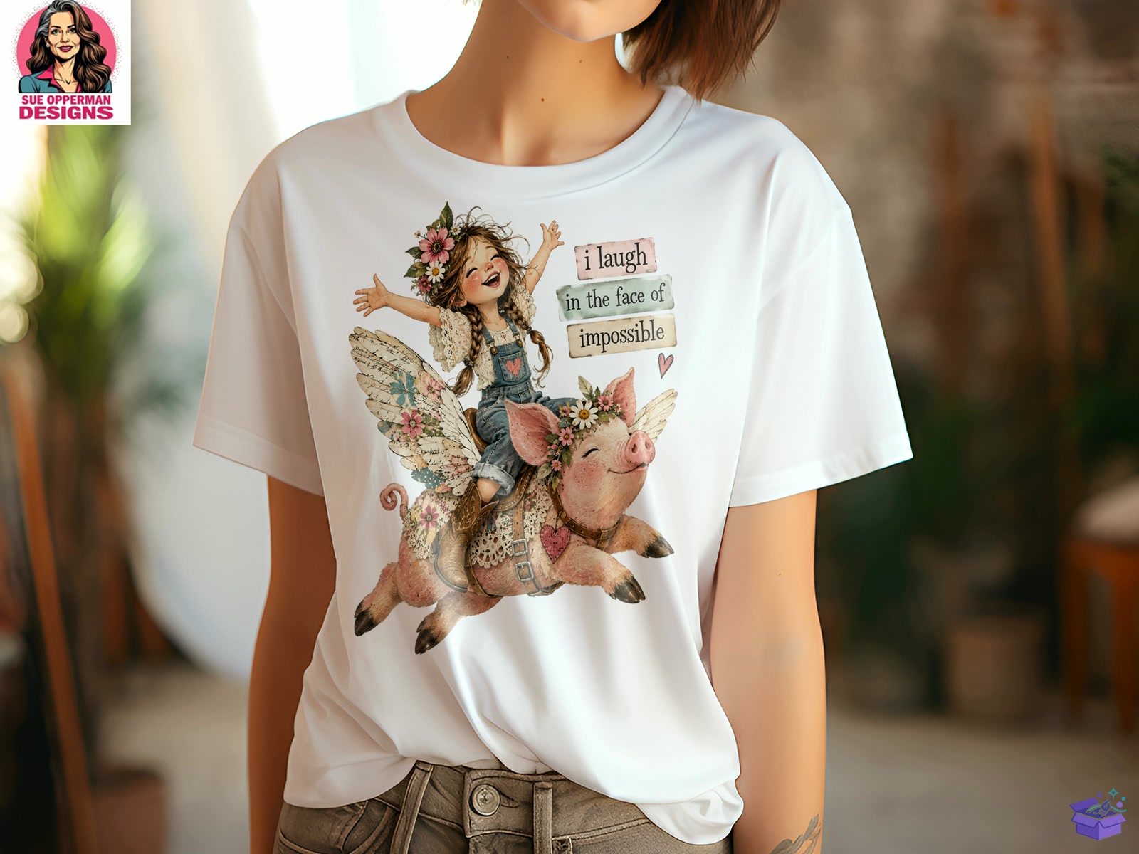 I Laugh İn Face Of Impossible Flying Pig - DTF & Süblimasyon Baskı Tasarımı (SVG, DXF, EPS, PNG) - detaylı önizleme 2